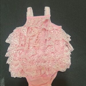 Pink Lace Ruffle Baby Romper
